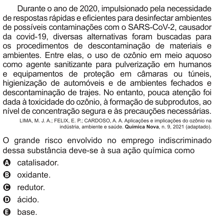 Questão 124 no caderno Azul do ENEM 2022