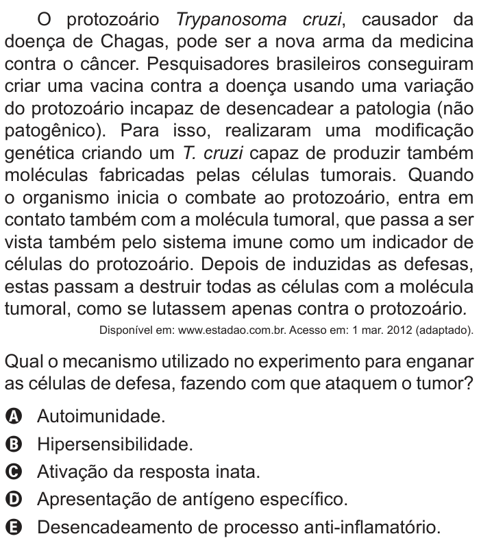 Questão 133 no caderno Azul do ENEM 2022