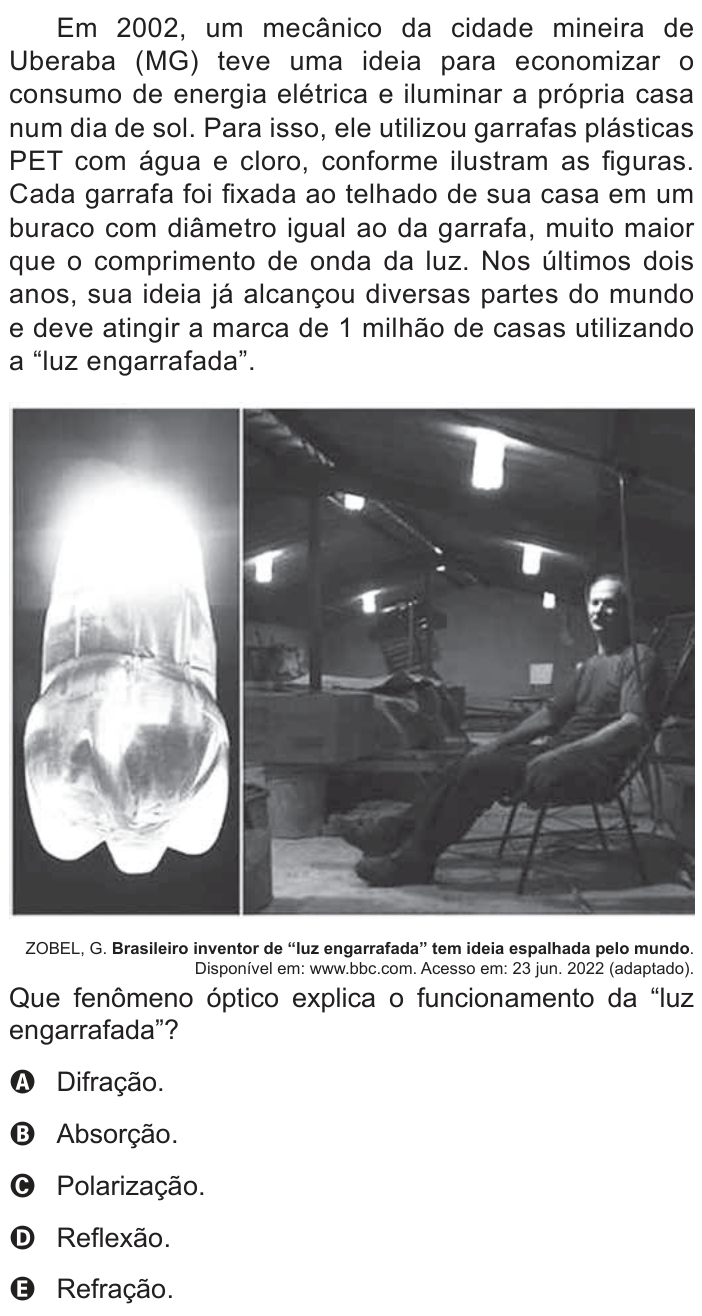 Questão 135 no caderno Azul do ENEM 2022