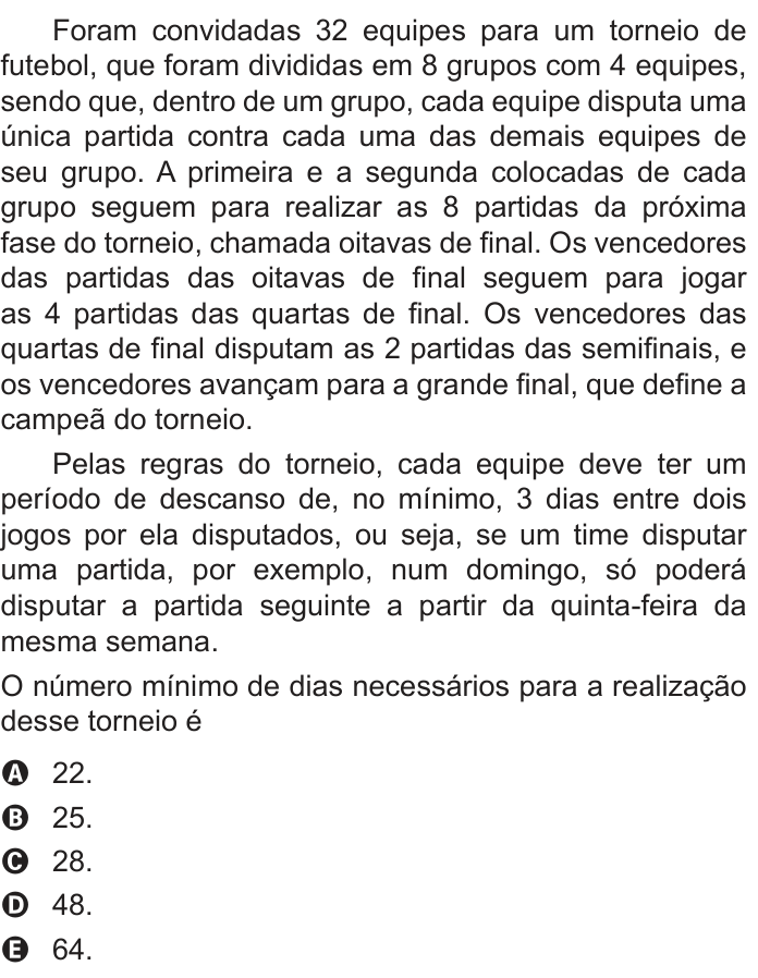 Questão 140 no caderno Azul do ENEM 2022