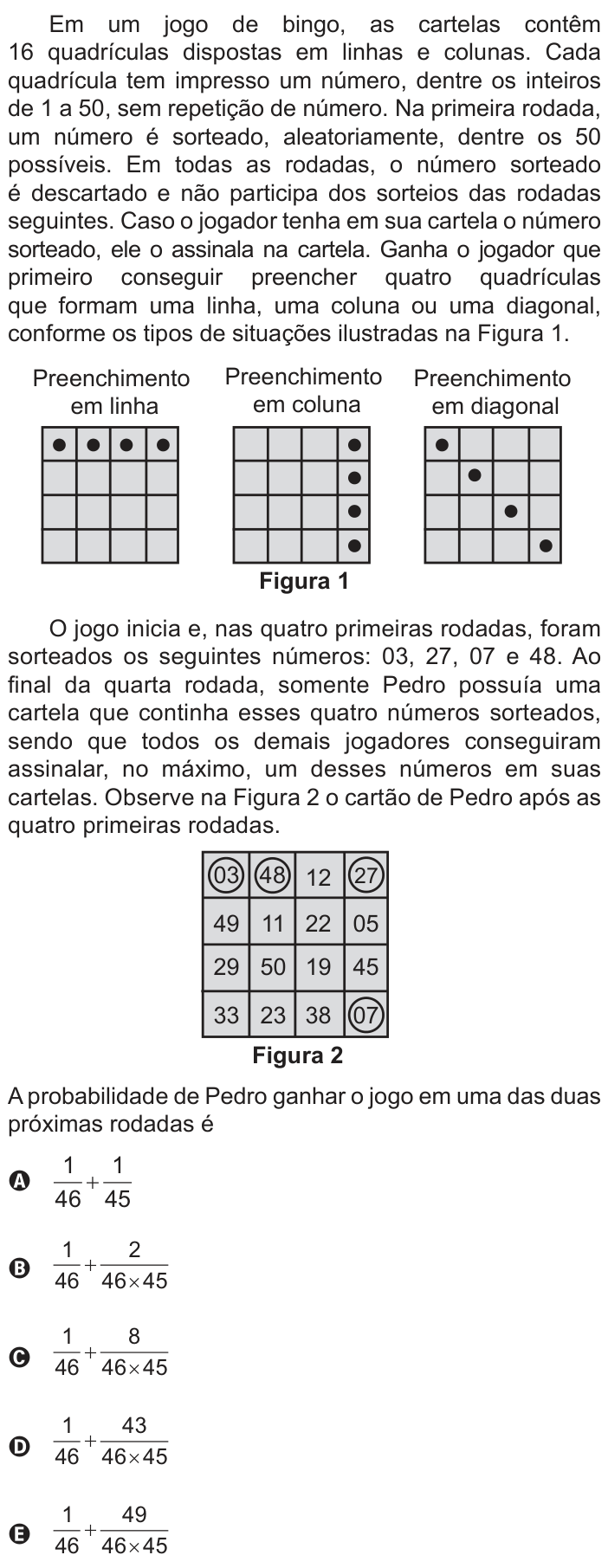 Questão 141 no caderno Azul do ENEM 2022