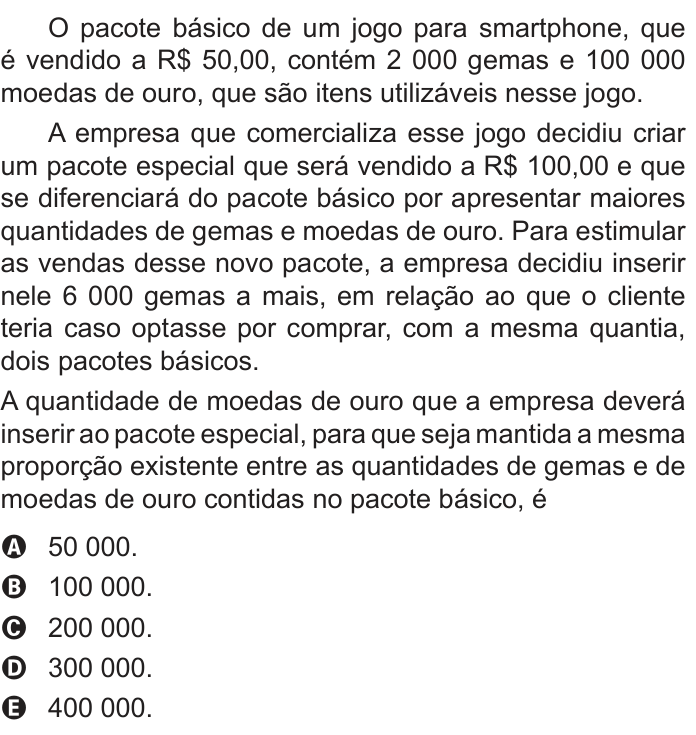 Questão 145 no caderno Azul do ENEM 2022