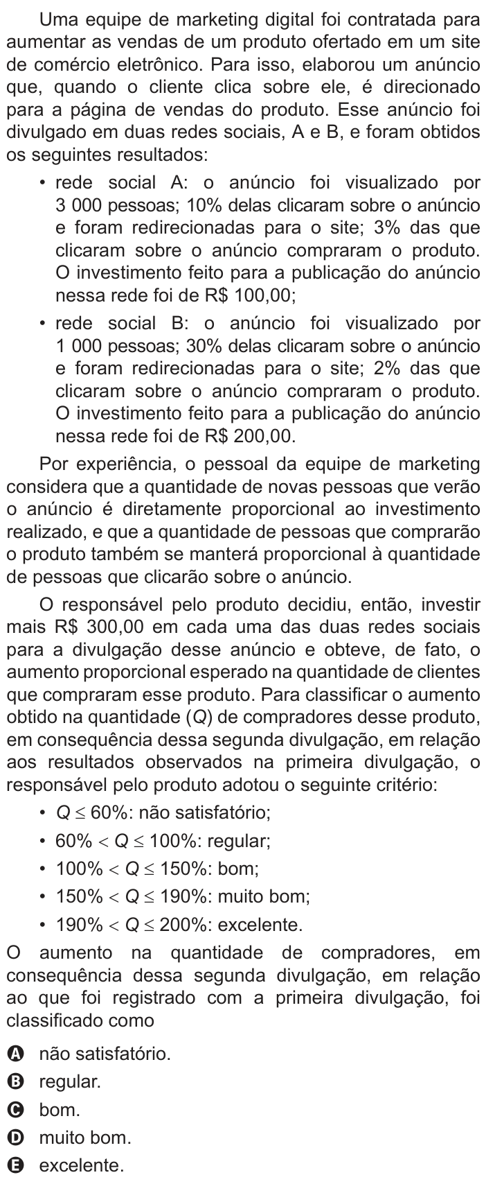 Questão 147 no caderno Azul do ENEM 2022