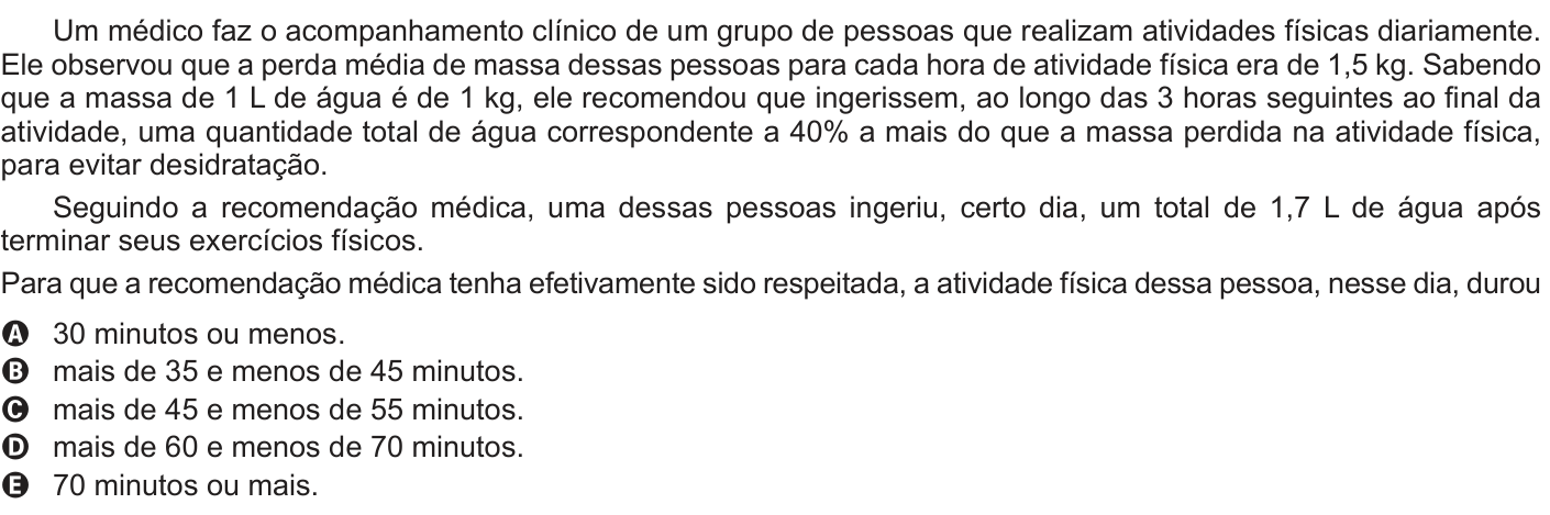 Questão 151 no caderno Azul do ENEM 2022