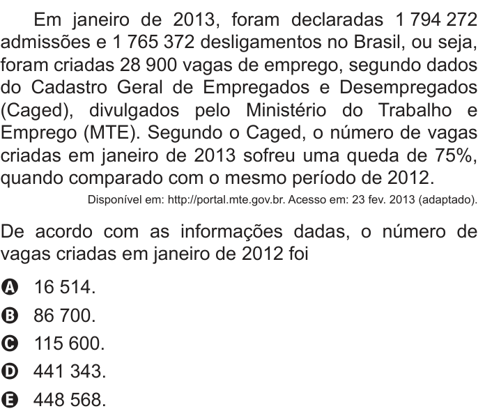 Questão 154 no caderno Azul do ENEM 2022