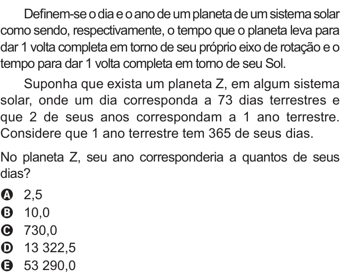 Questão 165 no caderno Azul do ENEM 2022