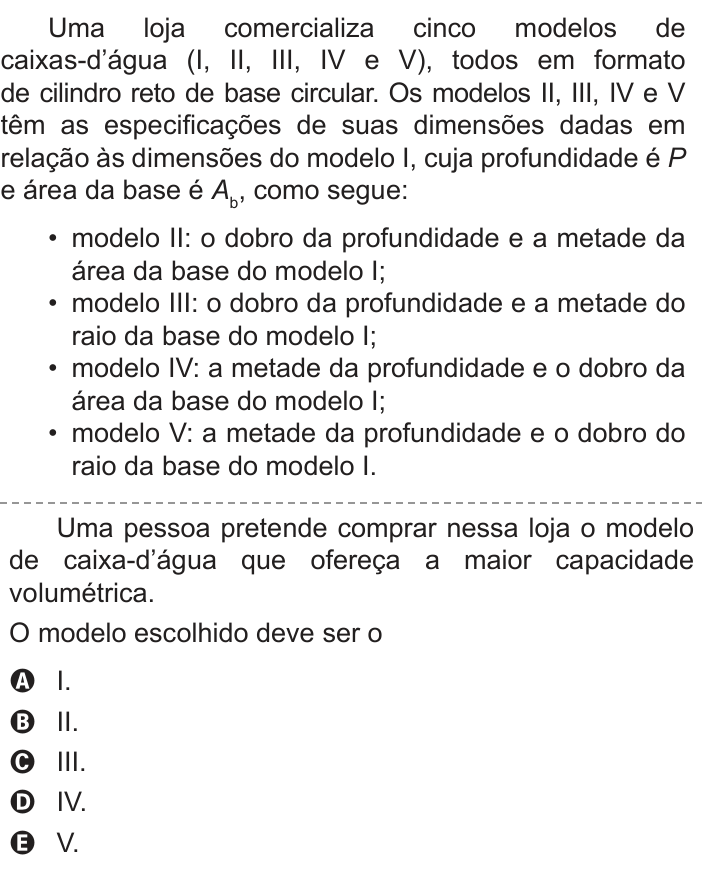 Questão 169 no caderno Azul do ENEM 2022