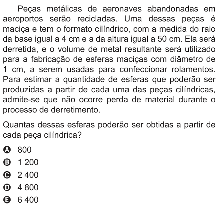 Questão 174 no caderno Azul do ENEM 2022