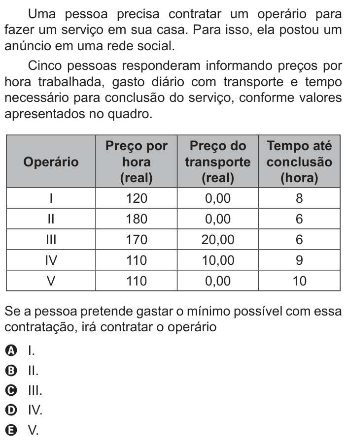 Questão 177 no caderno Azul do ENEM 2022