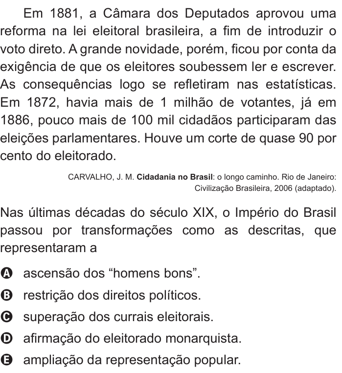 Questão 1 no caderno Branco do ENEM PPL 2015