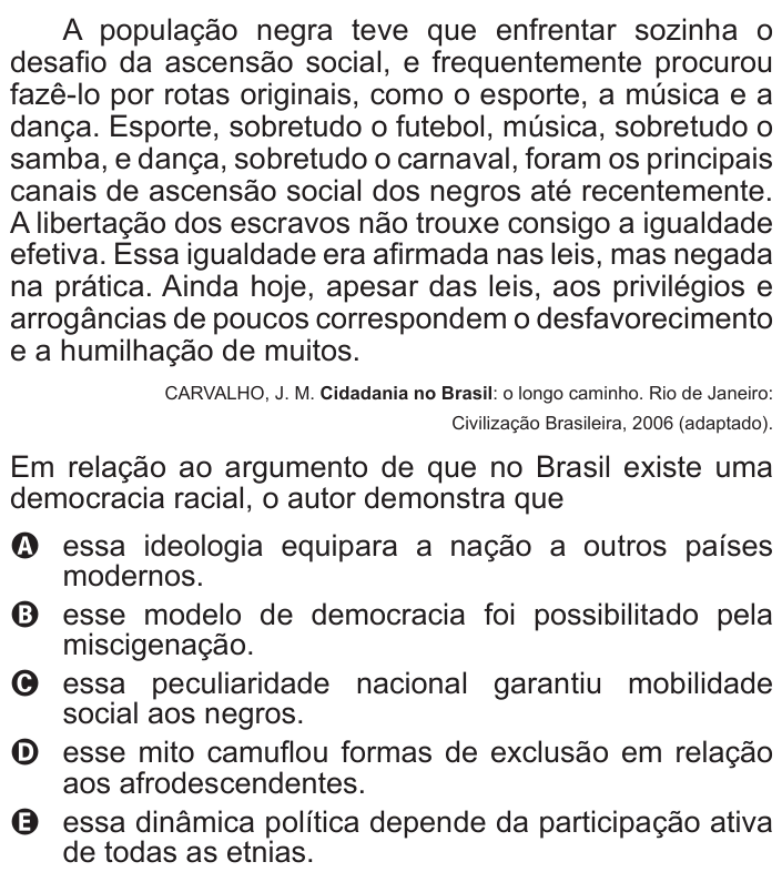 Questão 3 no caderno Branco do ENEM PPL 2015