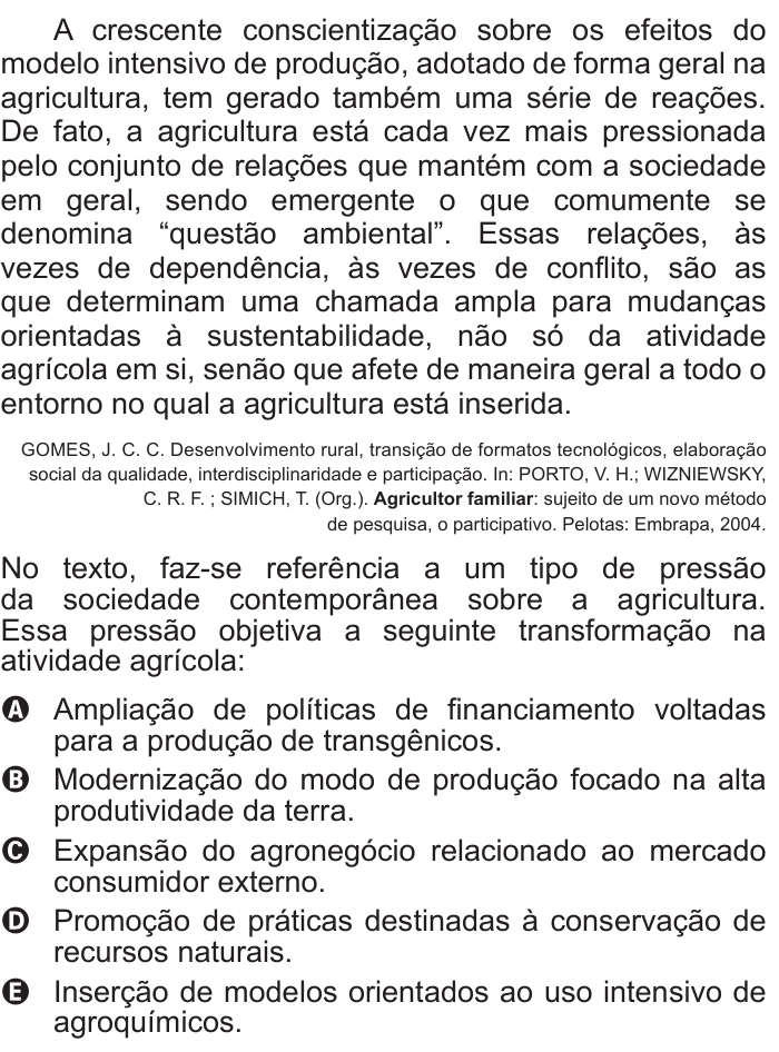 Questão 5 no caderno Branco do ENEM PPL 2015
