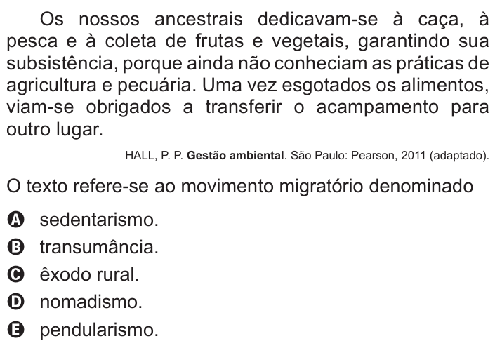 Questão 14 no caderno Branco do ENEM PPL 2015