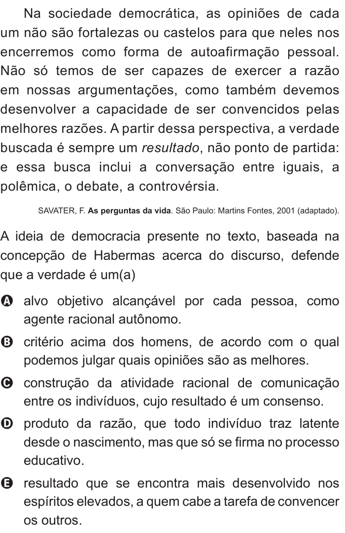 Questão 18 no caderno Branco do ENEM PPL 2015