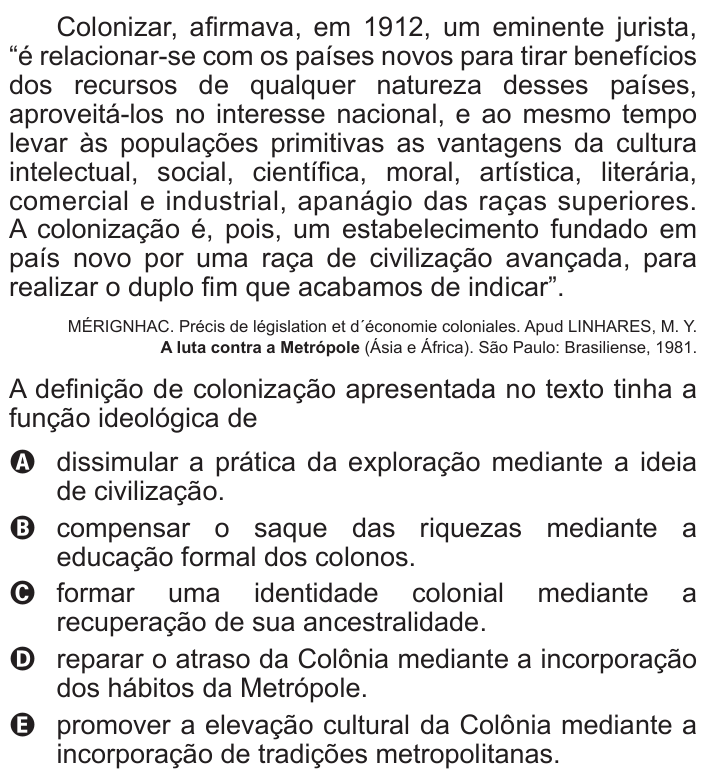 Questão 19 no caderno Branco do ENEM PPL 2015