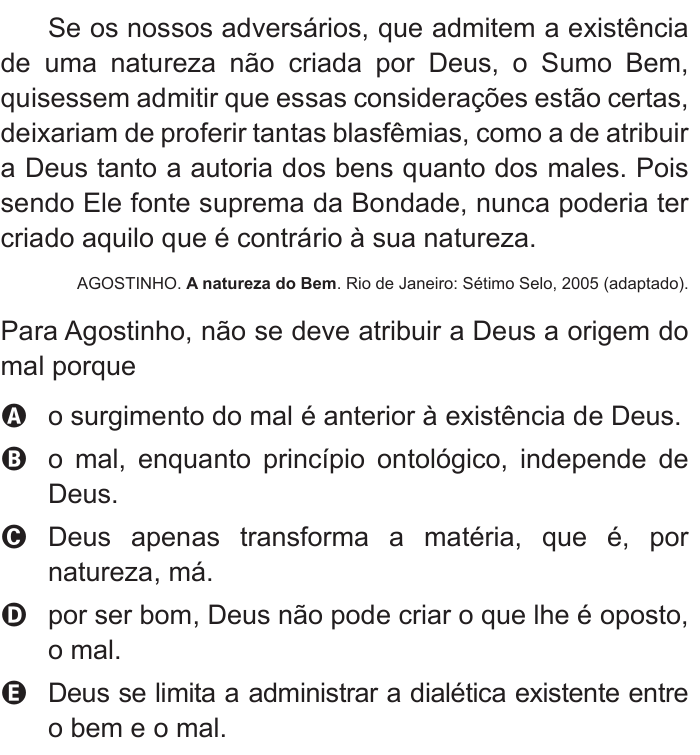 Questão 22 no caderno Branco do ENEM PPL 2015