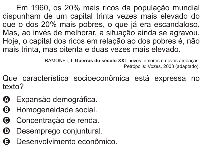 Questão 23 no caderno Branco do ENEM PPL 2015