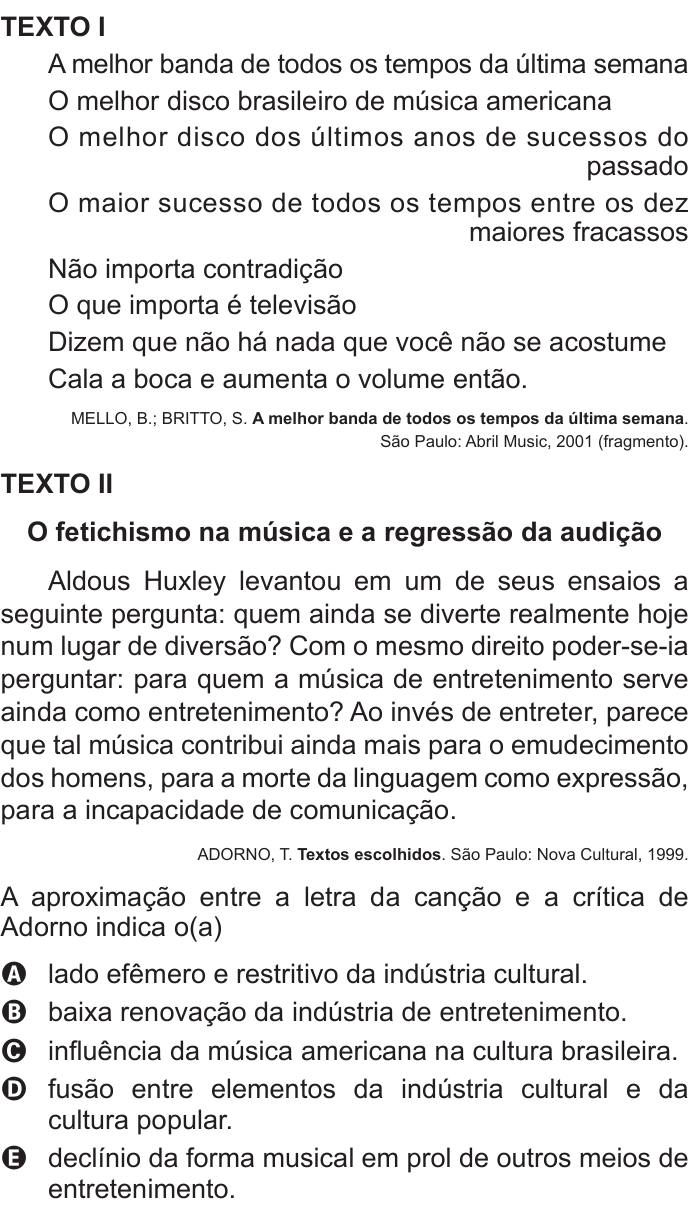 Questão 25 no caderno Branco do ENEM PPL 2015