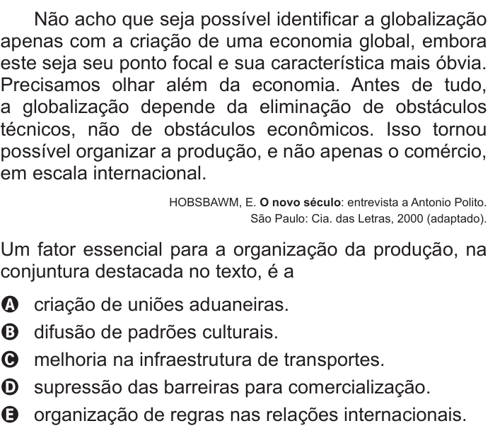 Questão 29 no caderno Branco do ENEM PPL 2015
