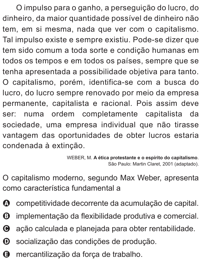 Questão 31 no caderno Branco do ENEM PPL 2015