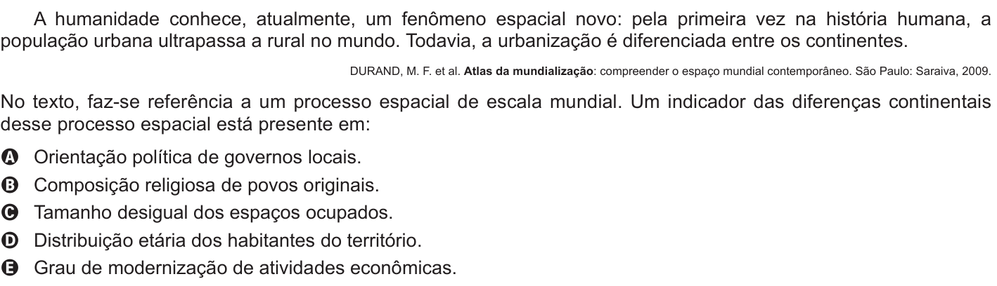 Questão 33 no caderno Branco do ENEM PPL 2015