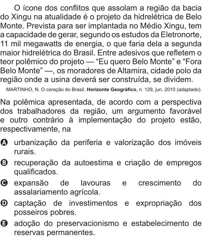 Questão 35 no caderno Branco do ENEM PPL 2015