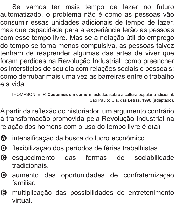 Questão 38 no caderno Branco do ENEM PPL 2015