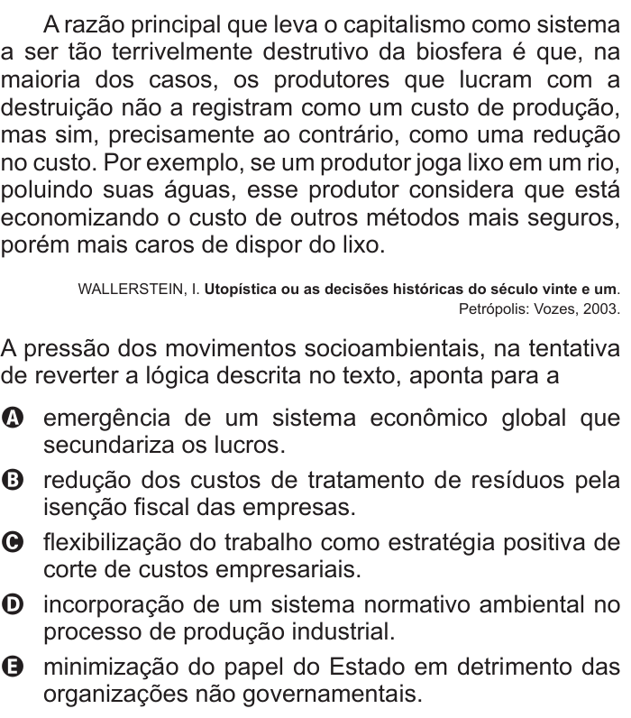 Questão 39 no caderno Branco do ENEM PPL 2015