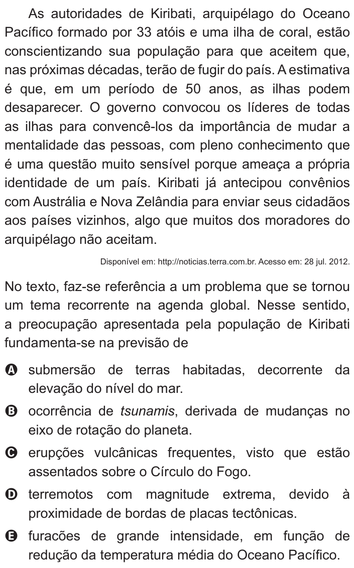 Questão 43 no caderno Branco do ENEM PPL 2015