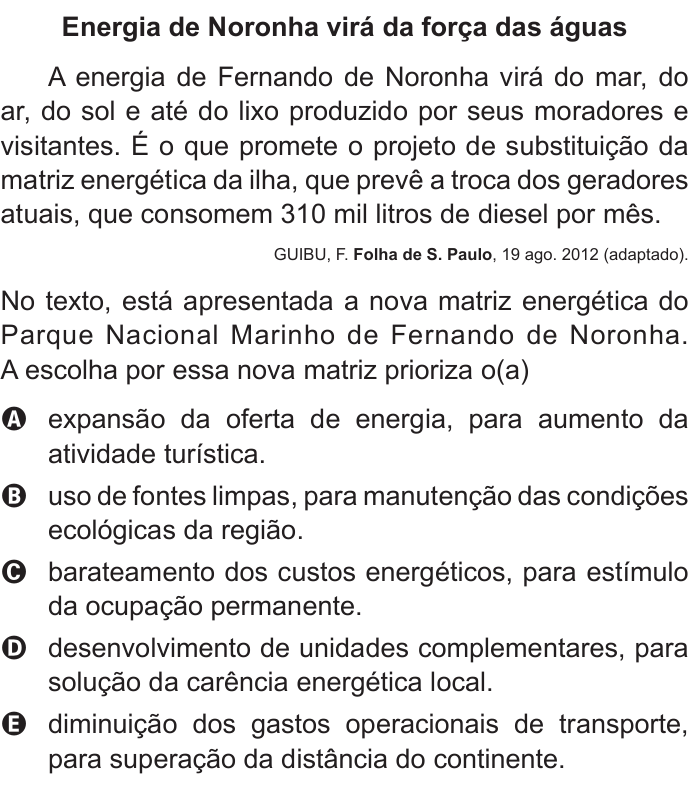 Questão 44 no caderno Branco do ENEM PPL 2015