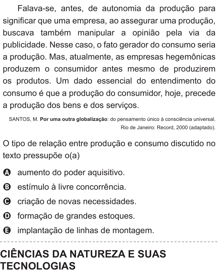 Questão 45 no caderno Branco do ENEM PPL 2015