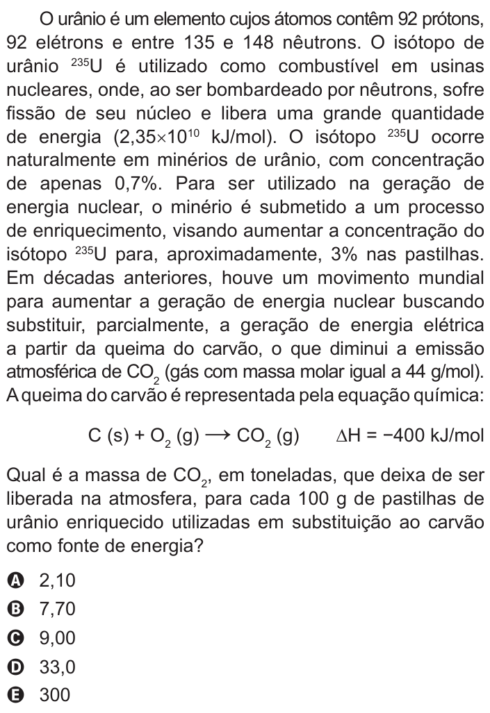 Questão 50 no caderno Branco do ENEM PPL 2015