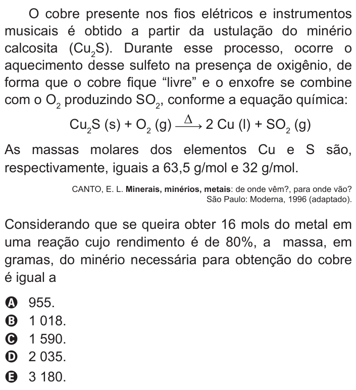 Questão 51 no caderno Branco do ENEM PPL 2015