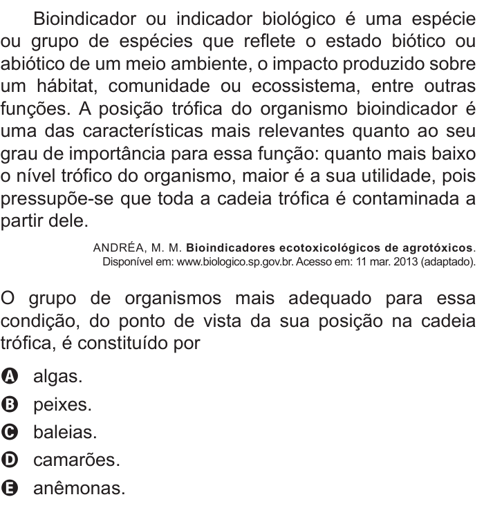 Questão 88 no caderno Branco do ENEM PPL 2015