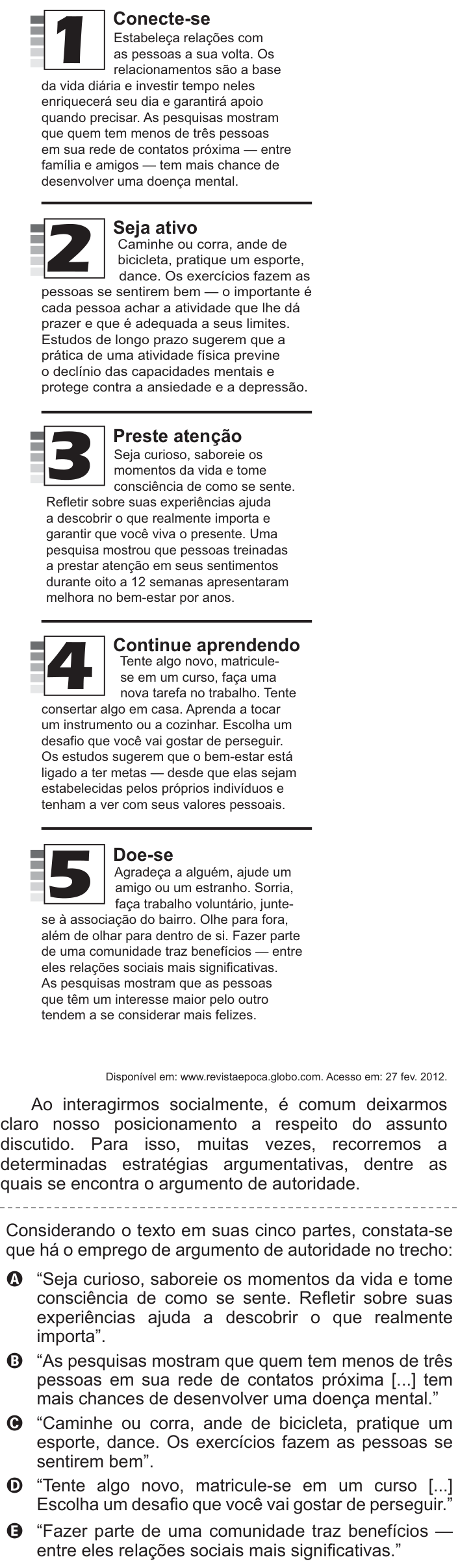 Questão 102 no caderno Cinza do ENEM PPL 2015