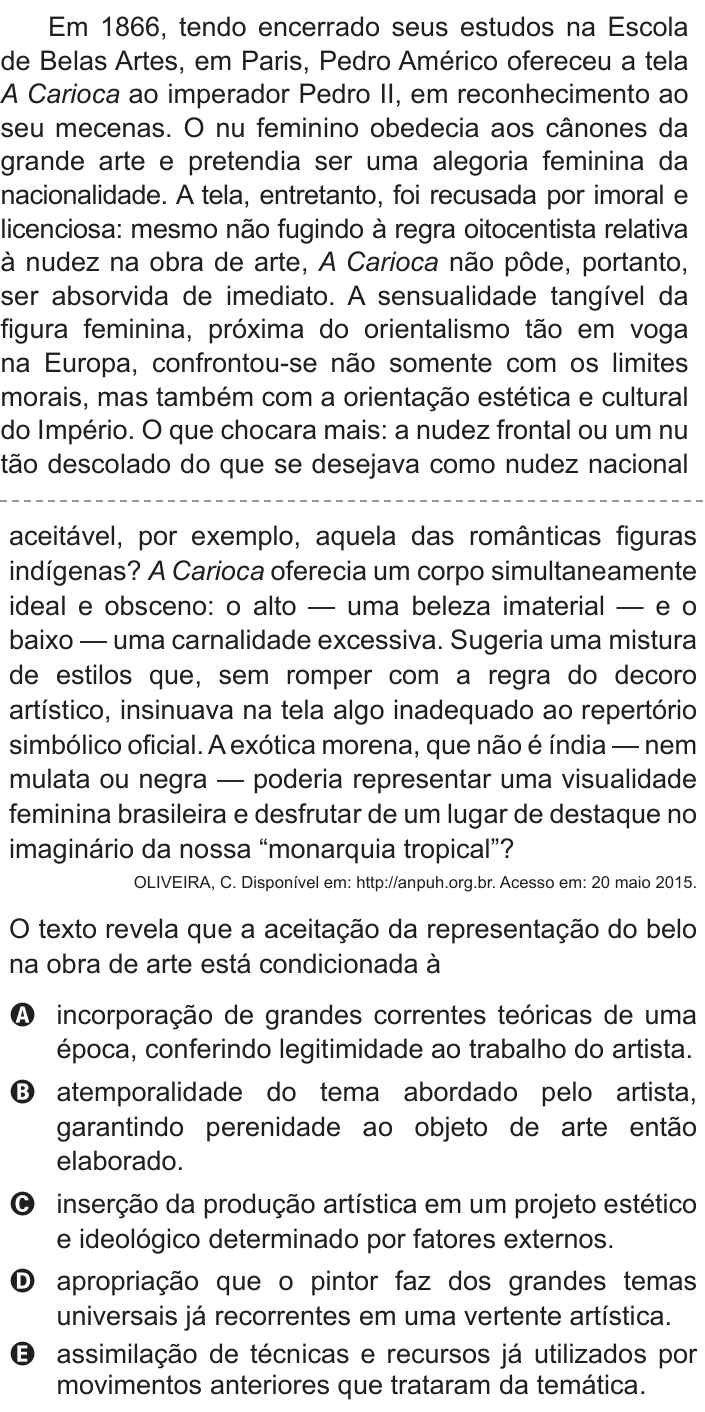 Questão 105 no caderno Cinza do ENEM PPL 2015