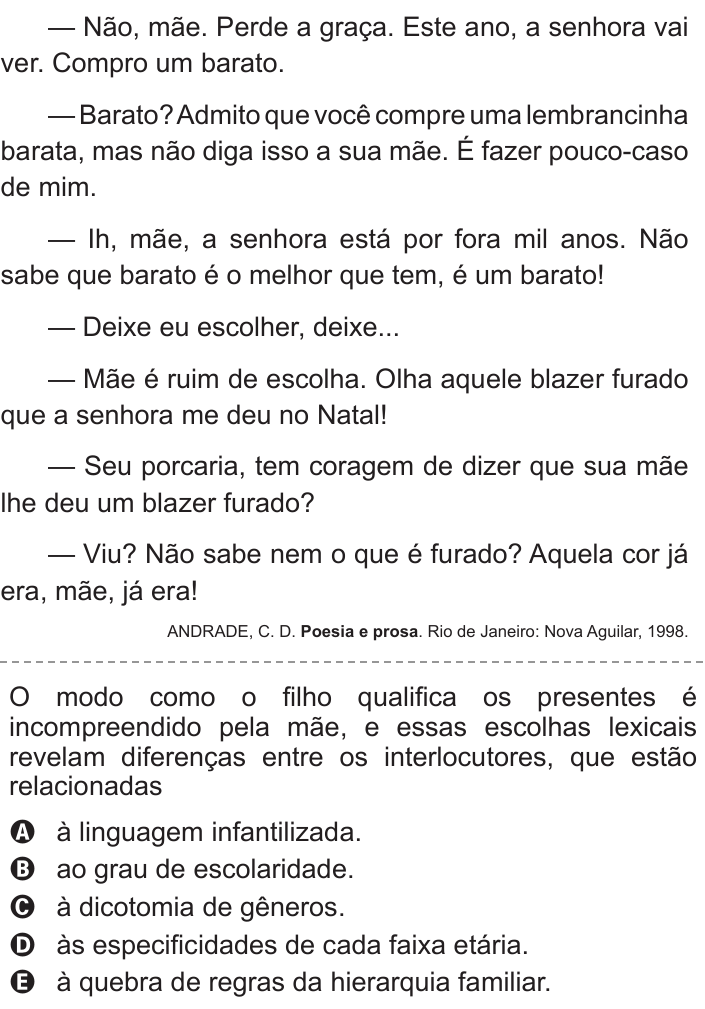 Questão 119 no caderno Cinza do ENEM PPL 2015