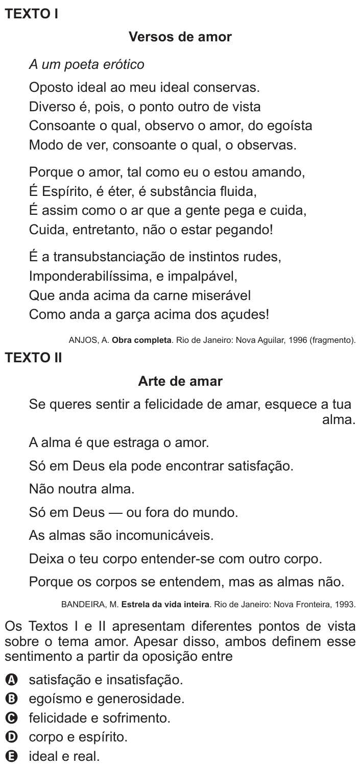 Questão 120 no caderno Cinza do ENEM PPL 2015