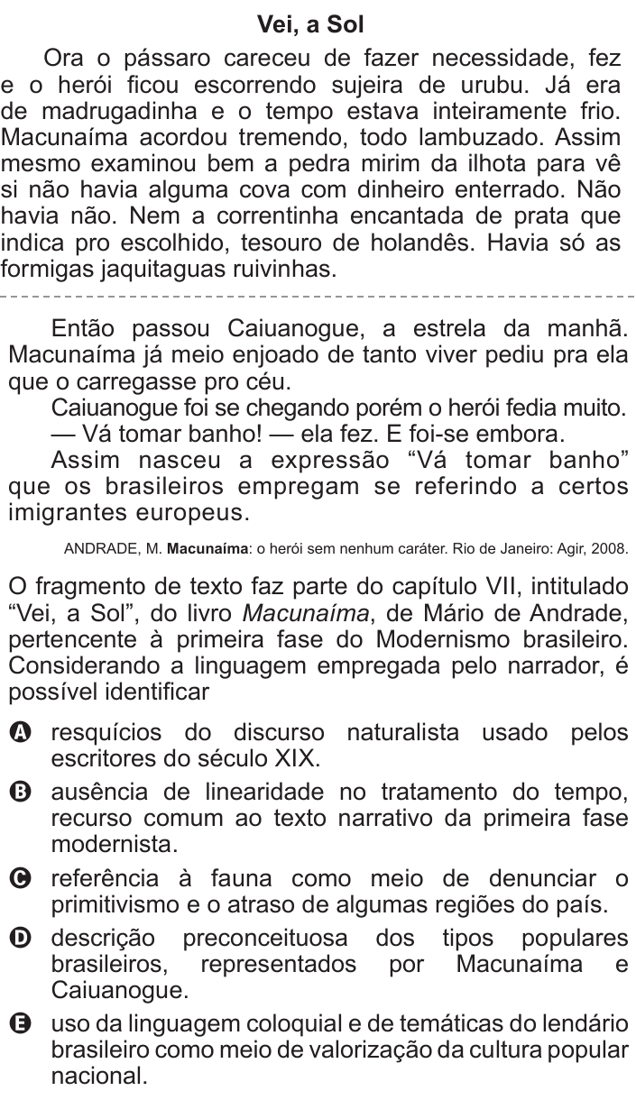 Questão 123 no caderno Cinza do ENEM PPL 2015