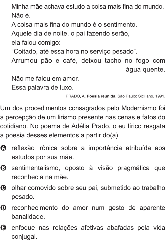 Questão 125 no caderno Cinza do ENEM PPL 2015