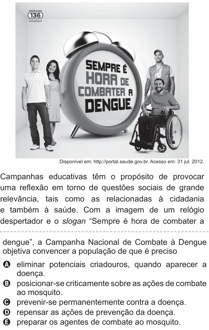 Questão 126 no caderno Cinza do ENEM PPL 2015