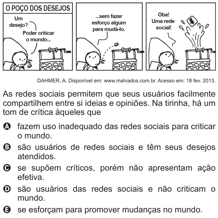 Questão 127 no caderno Cinza do ENEM PPL 2015