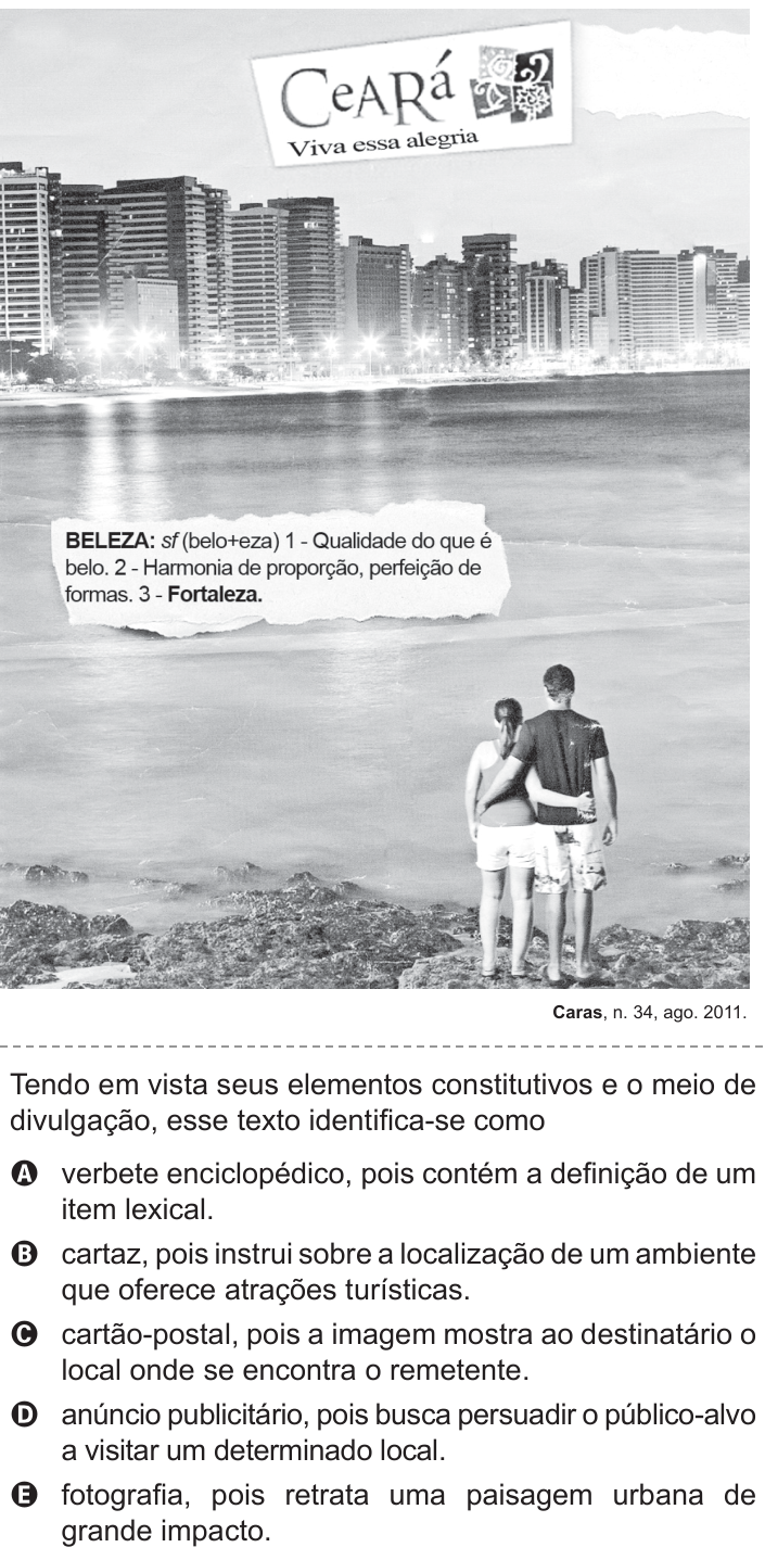 Questão 134 no caderno Cinza do ENEM PPL 2015