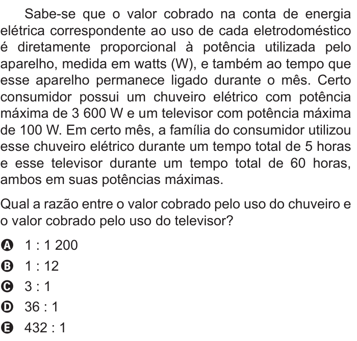 Questão 143 no caderno Cinza do ENEM PPL 2015