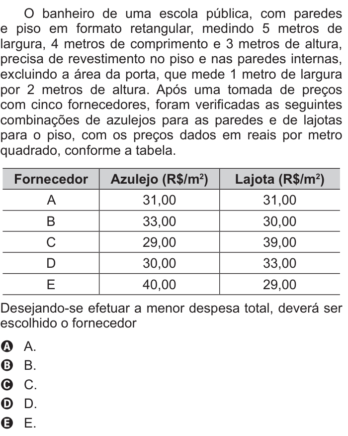 Questão 146 no caderno Cinza do ENEM PPL 2015