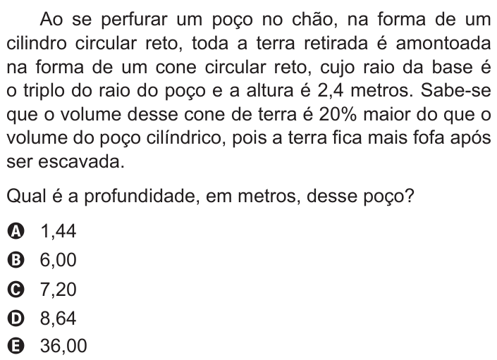 Questão 148 no caderno Cinza do ENEM PPL 2015