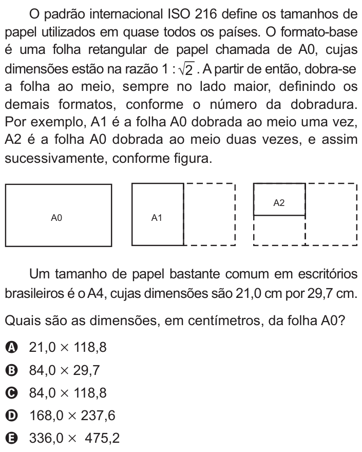 Questão 152 no caderno Cinza do ENEM PPL 2015
