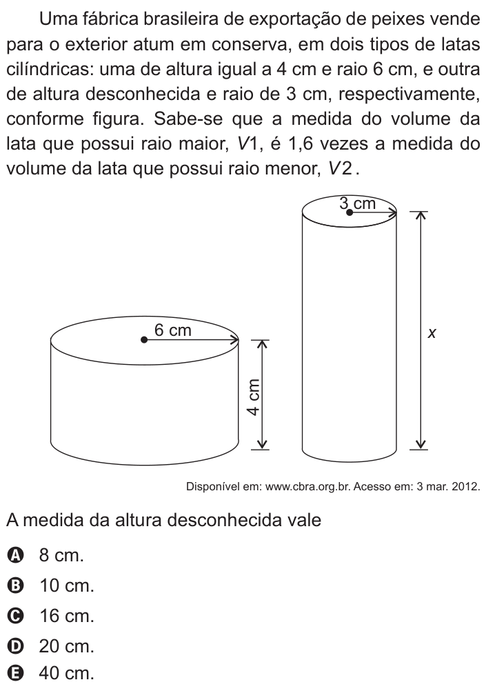 Questão 161 no caderno Cinza do ENEM PPL 2015