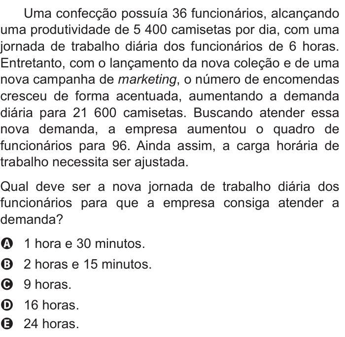 Questão 169 no caderno Cinza do ENEM PPL 2015