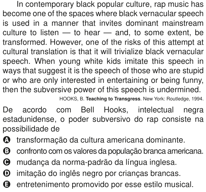 Questão 5 no caderno Azul do ENEM PPL 2020